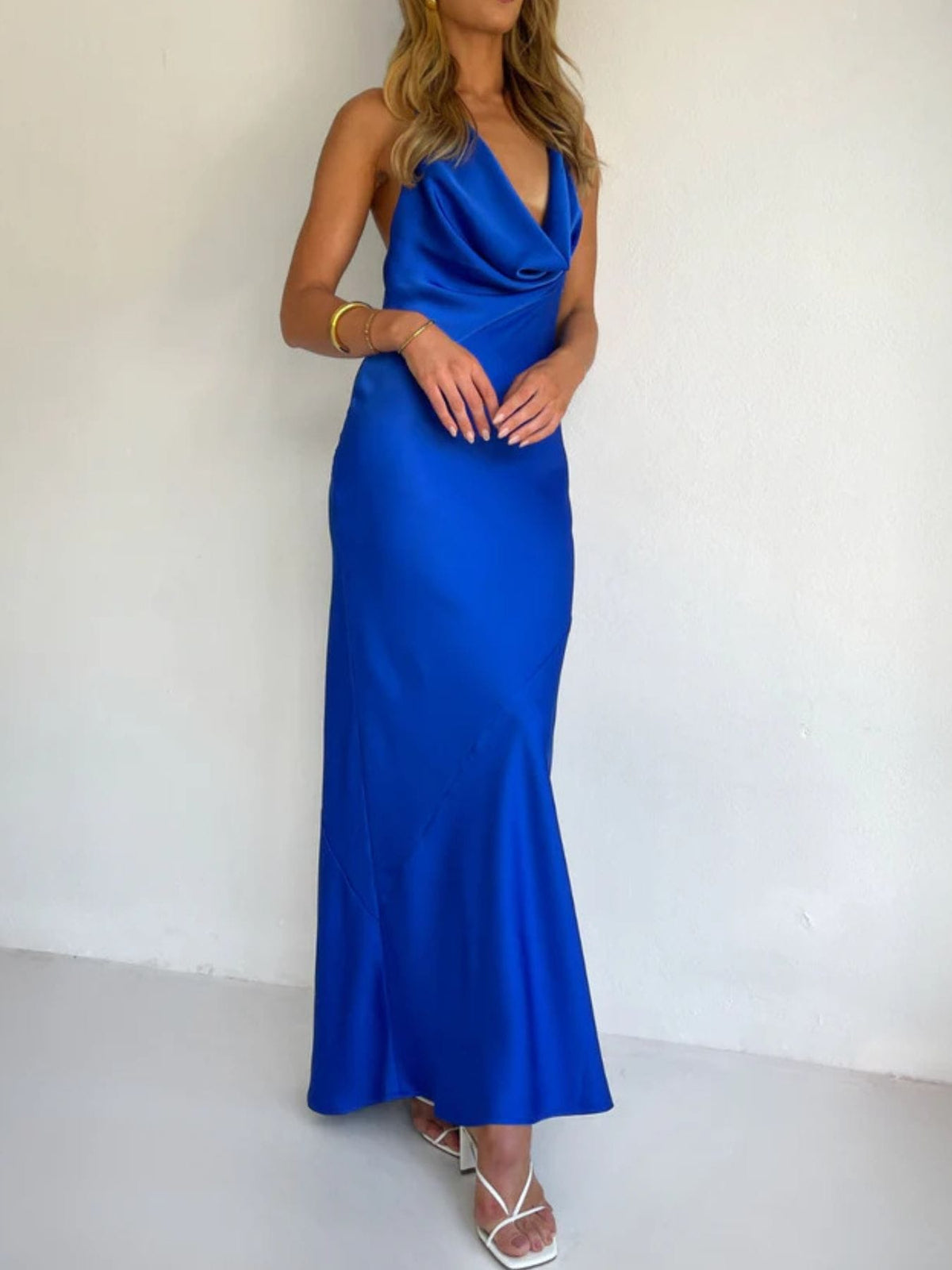 Trendsi Halter Neck Satin Maxi Dress Halter Neck Satin Maxi Dress Apparel & Accessories > Clothing > Dresses