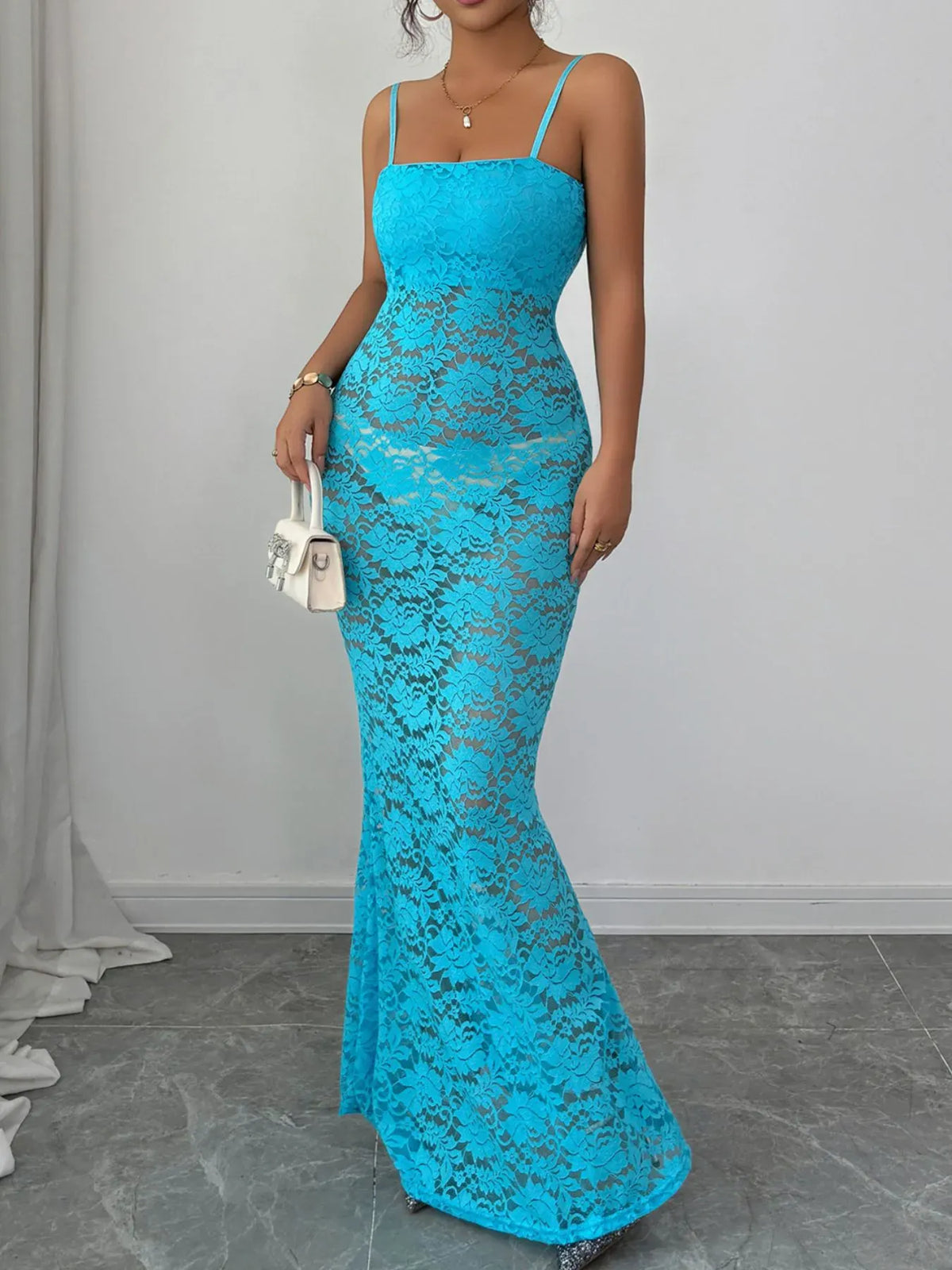 Trendsi Lace Square Neck Maxi Cami Dress Lace Square Neck Maxi Cami Dress Apparel & Accessories > Clothing > Dresses