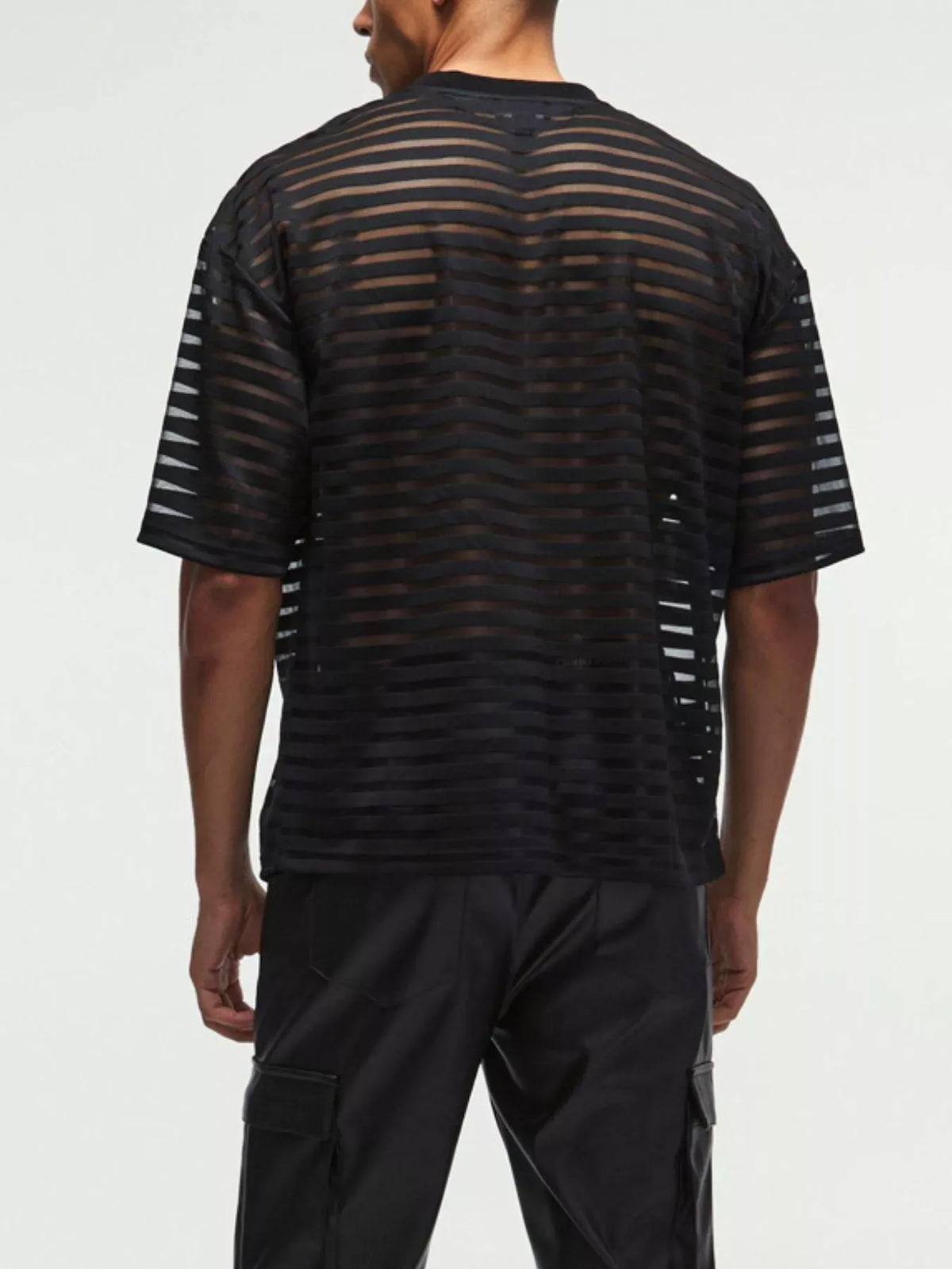 Trendsi Men's Full Size Sheer Striped Round Neck T-Shirt Plus Size Men's Full Size Sheer Striped Round Neck T-Shirt Plus Size Apparel & Accessories > Clothing > Dresses