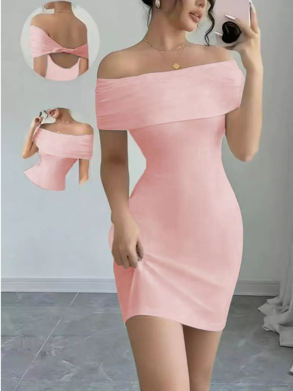 Trendsi Off-Shoulder Bodycon Mini Dress Off-Shoulder Bodycon Mini Dress Apparel & Accessories > Clothing > Dresses