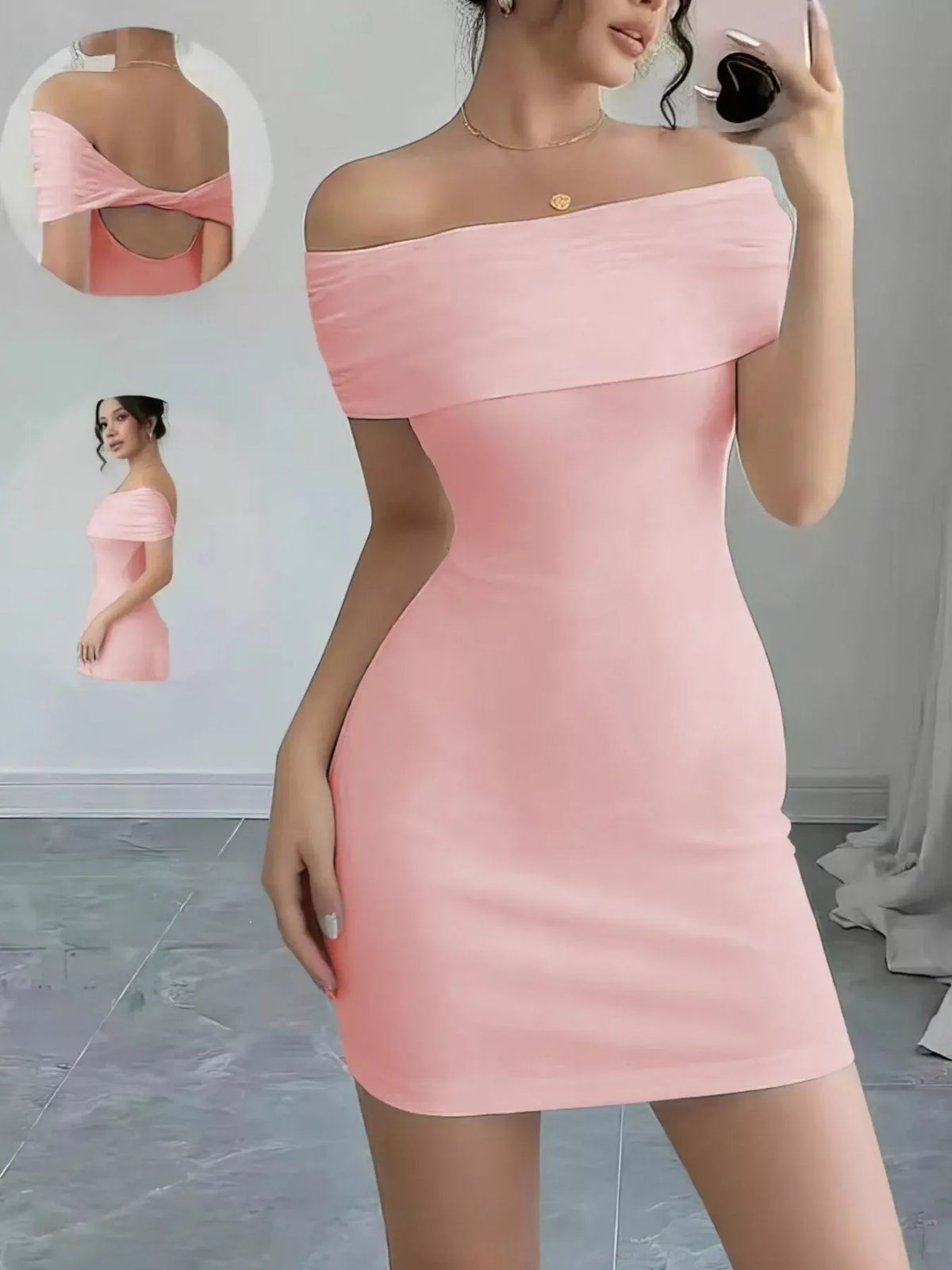 Trendsi Off-Shoulder Bodycon Mini Dress Off-Shoulder Bodycon Mini Dress Apparel & Accessories > Clothing > Dresses