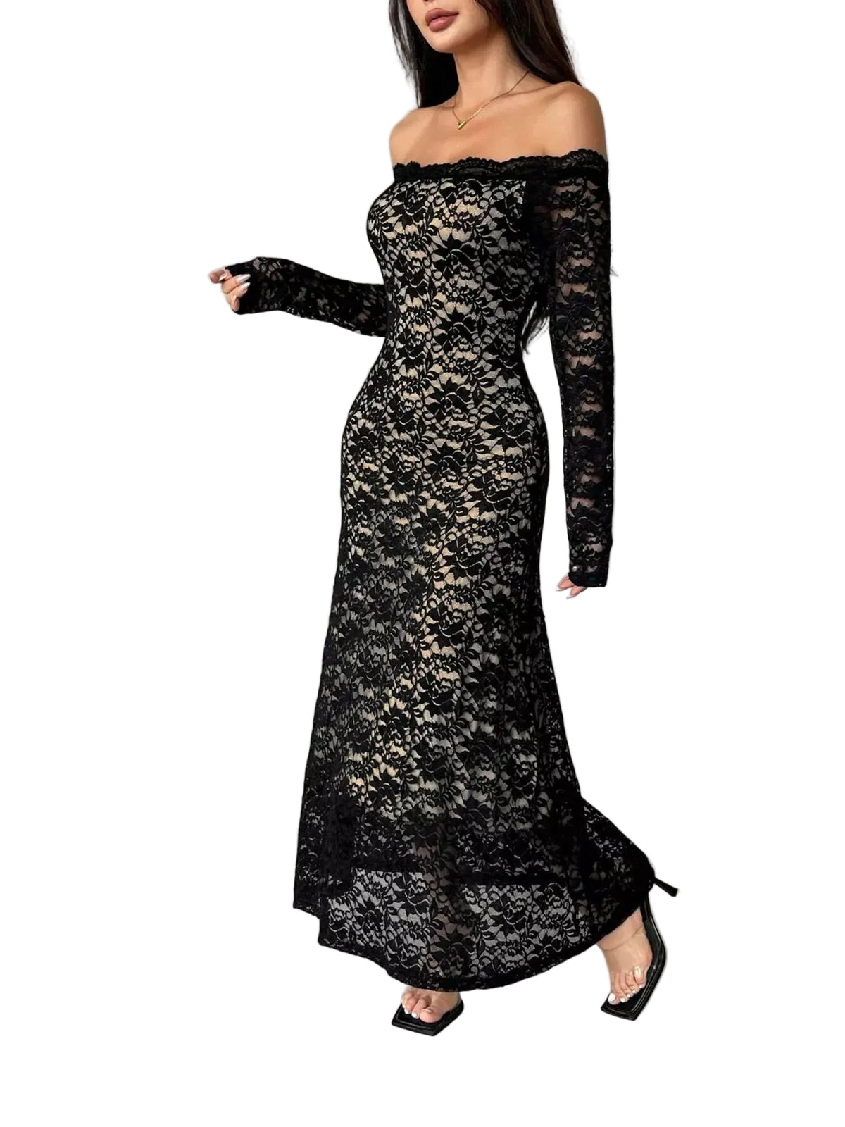 Trendsi Off-Shoulder Lace Maxi Dress Off-Shoulder Lace Maxi Dress Apparel & Accessories > Clothing > Dresses