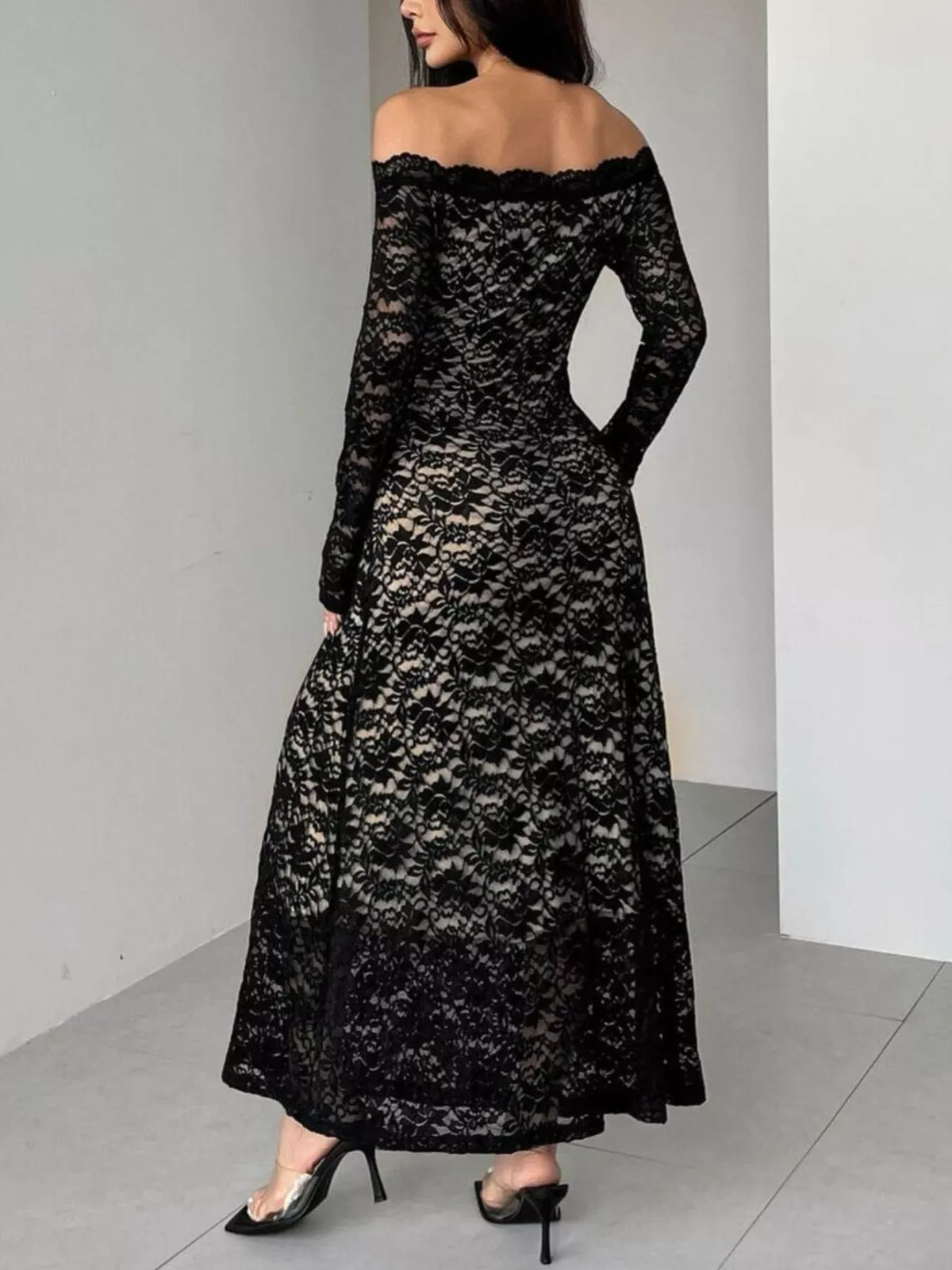 Trendsi Off-Shoulder Lace Maxi Dress Off-Shoulder Lace Maxi Dress Apparel & Accessories > Clothing > Dresses