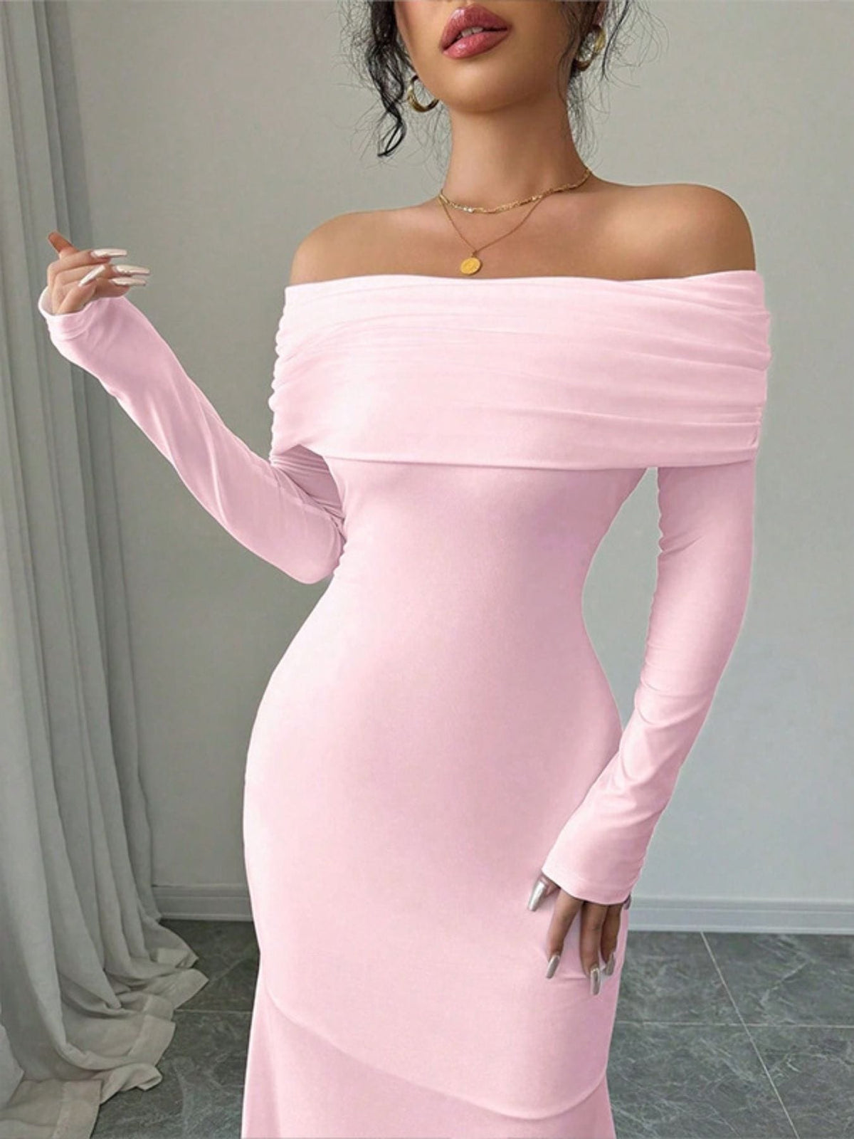 Trendsi Off-Shoulder Long Sleeve Bodycon Maxi Dress Off-Shoulder Long Sleeve Bodycon Maxi Dress Apparel & Accessories > Clothing > Dresses