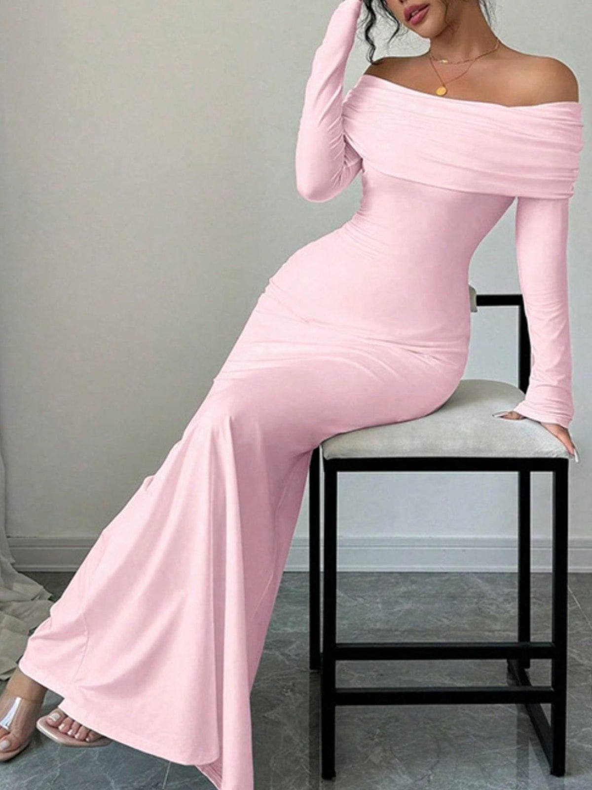 Trendsi Off-Shoulder Long Sleeve Bodycon Maxi Dress Off-Shoulder Long Sleeve Bodycon Maxi Dress Apparel & Accessories > Clothing > Dresses