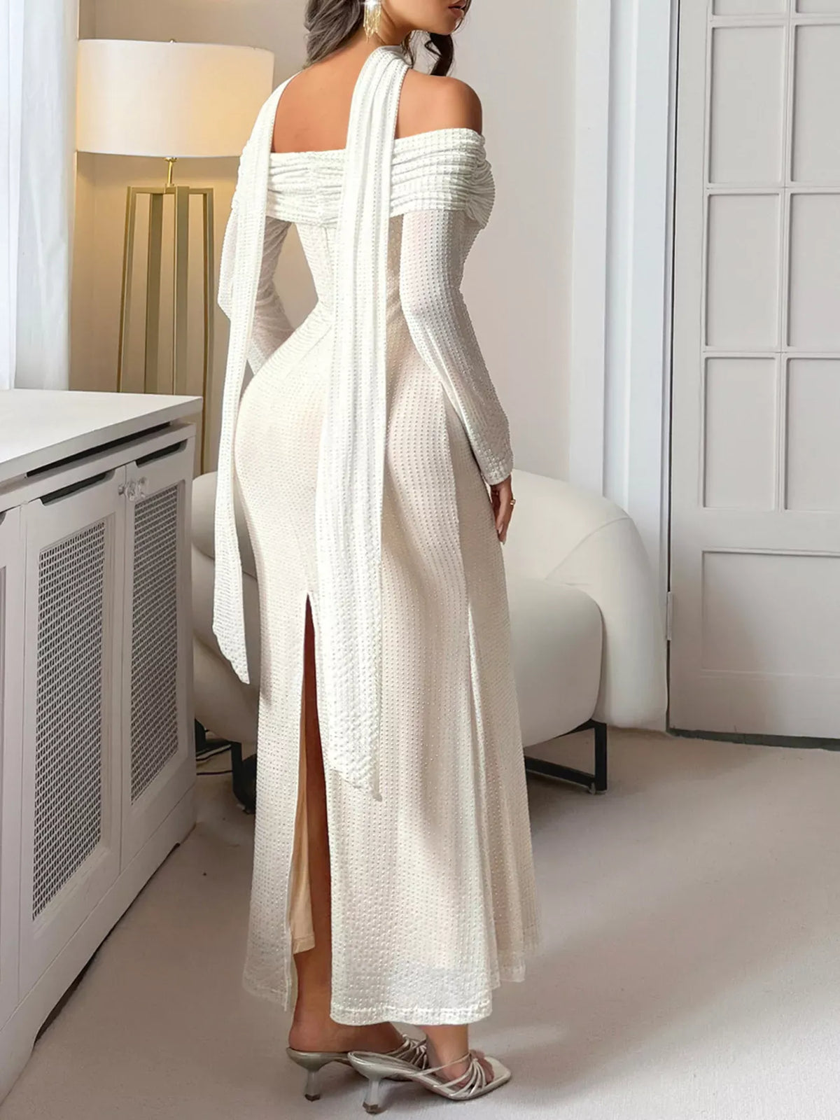 Trendsi Off-Shoulder Scarf Bodycon Maxi Dress Off-Shoulder Scarf Bodycon Maxi Dress Apparel & Accessories > Clothing > Dresses
