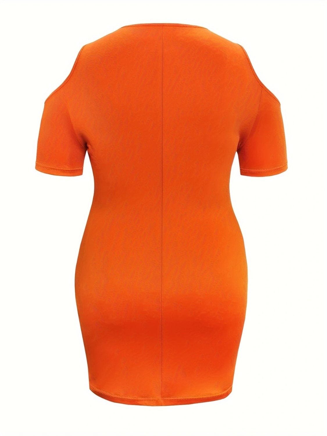 Trendsi Orange / 1XL Plus Size Cold Shoulder Short Sleeve Mini Dress 100100374621772 Apparel & Accessories > Clothing > Dresses