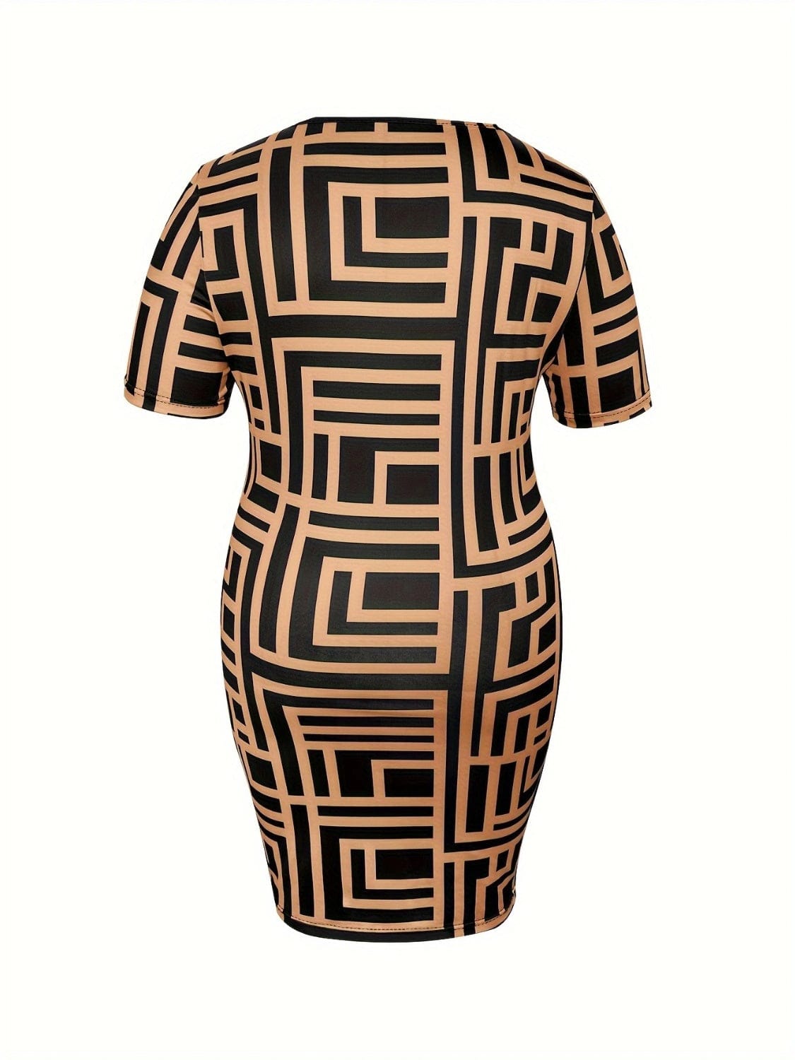 Trendsi Black / 1XL Plus Size Sweetheart Neck Short Sleeve Mini Dress 100100347601617 Apparel & Accessories > Clothing > Dresses