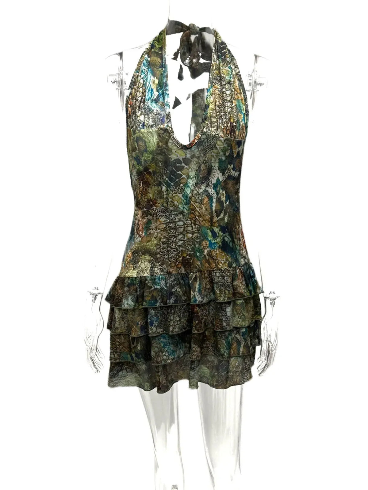 Trendsi Printed Halter Neck Layered Dress Printed Halter Neck Layered Dress Apparel & Accessories > Clothing > Dresses