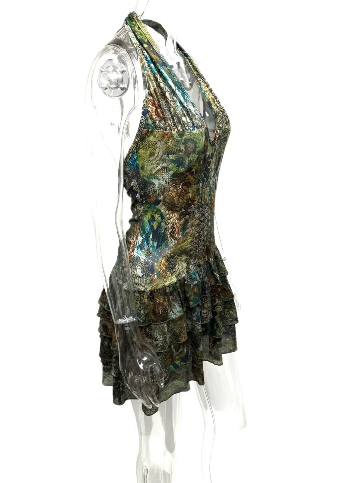 Trendsi Printed Halter Neck Layered Dress Printed Halter Neck Layered Dress Apparel & Accessories > Clothing > Dresses