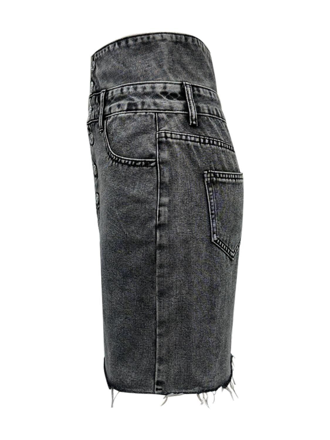 Trendsi Raw Hem High Waist Denim Skirt Raw Hem High Waist Denim Skirt Apparel & Accessories > Clothing > Dresses