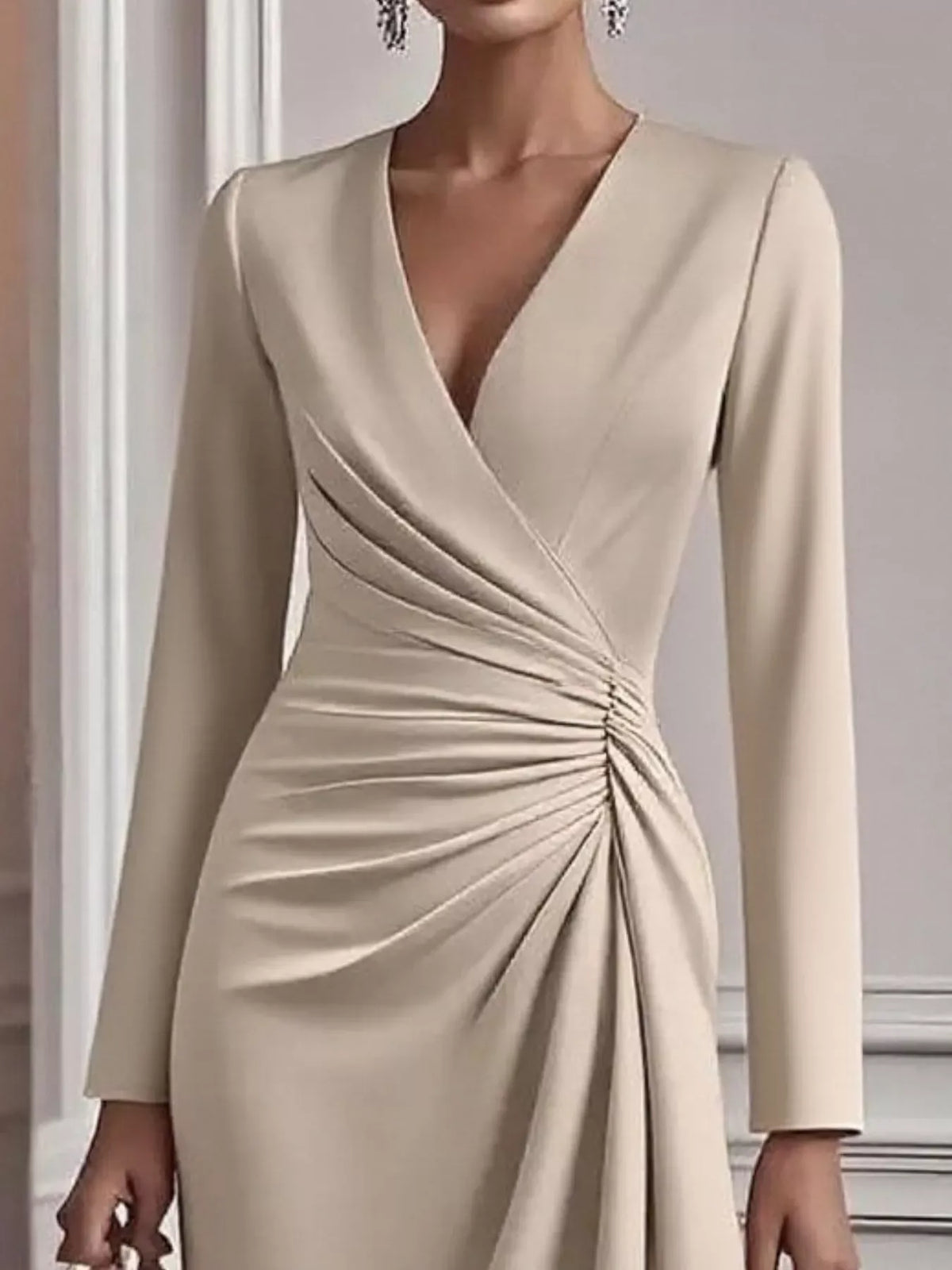 Trendsi Ruched Surplice Long Sleeve Dress Ruched Surplice Long Sleeve Dress Apparel & Accessories > Clothing > Dresses