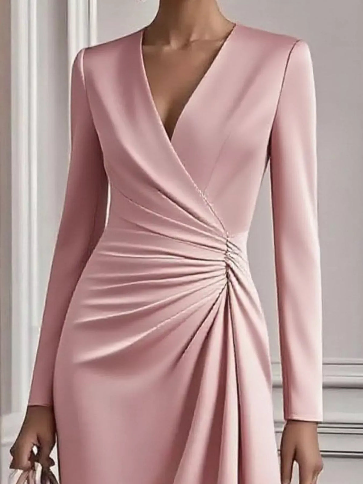 Trendsi Ruched Surplice Long Sleeve Dress Ruched Surplice Long Sleeve Dress Apparel & Accessories > Clothing > Dresses