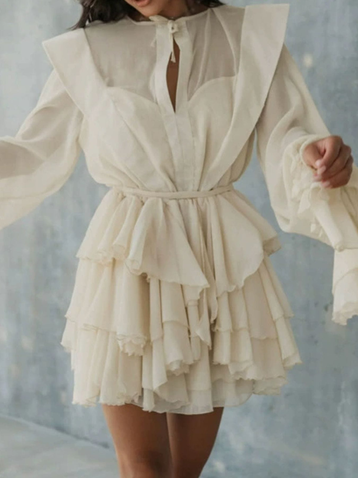 Trendsi Ruffled Long Sleeve Mini Dress Ruffled Long Sleeve Mini Dress Apparel & Accessories > Clothing > Dresses