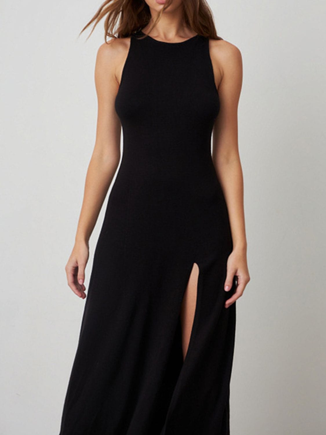 Trendsi Side Slit Round Neck Sleeveless Dress Side Slit Round Neck Sleeveless Dress Apparel &amp; Accessories &gt; Clothing &gt; Dresses