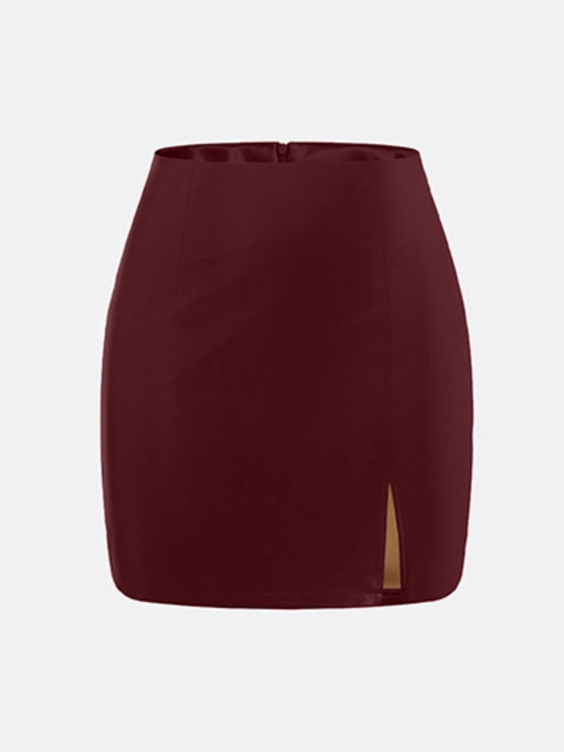 Trendsi Slit Mini Skirt with Zipper Slit Mini Skirt with Zipper Apparel & Accessories > Clothing > Dresses