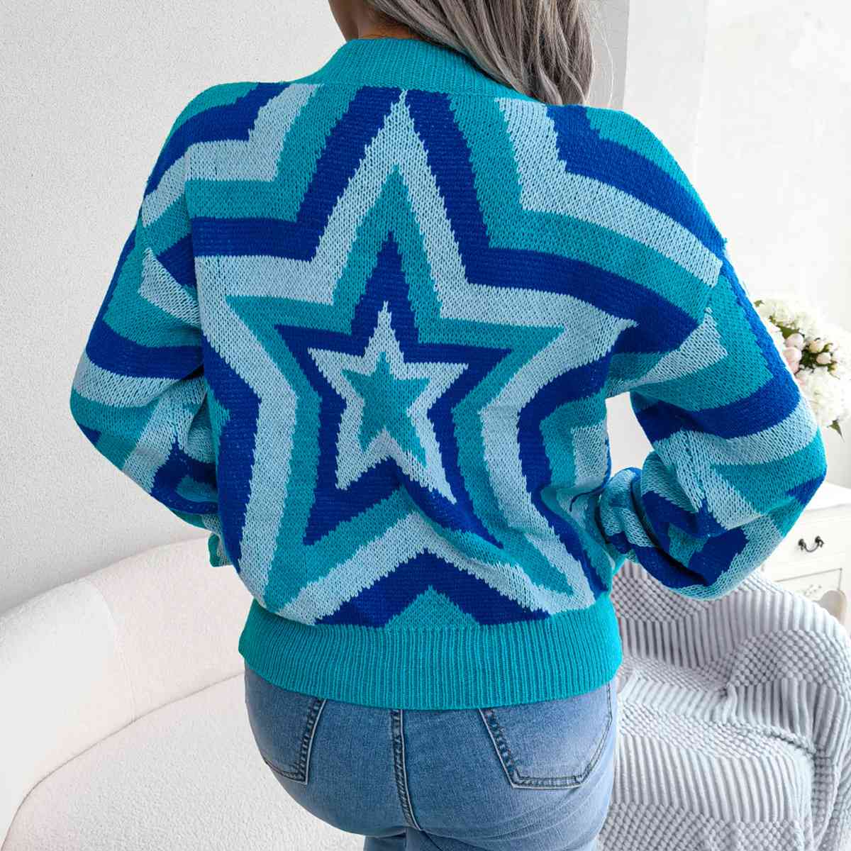 Trendsi Star Round Neck Sweater Apparel &amp; Accessories &gt; Clothing &gt; Dresses