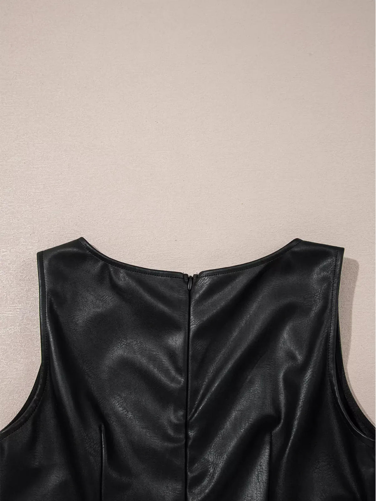 Trendsi Vegan Leather Sleeveless Mini Dress Vegan Leather Sleeveless Mini Dress Apparel & Accessories > Clothing > Dresses