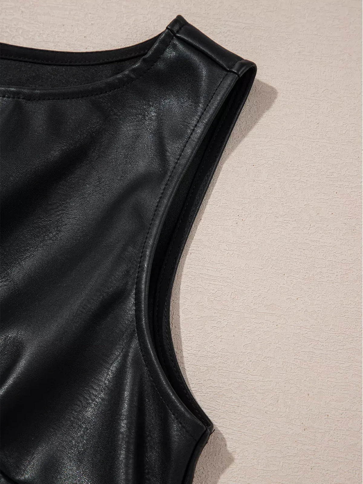 Trendsi Vegan Leather Sleeveless Mini Dress Vegan Leather Sleeveless Mini Dress Apparel & Accessories > Clothing > Dresses
