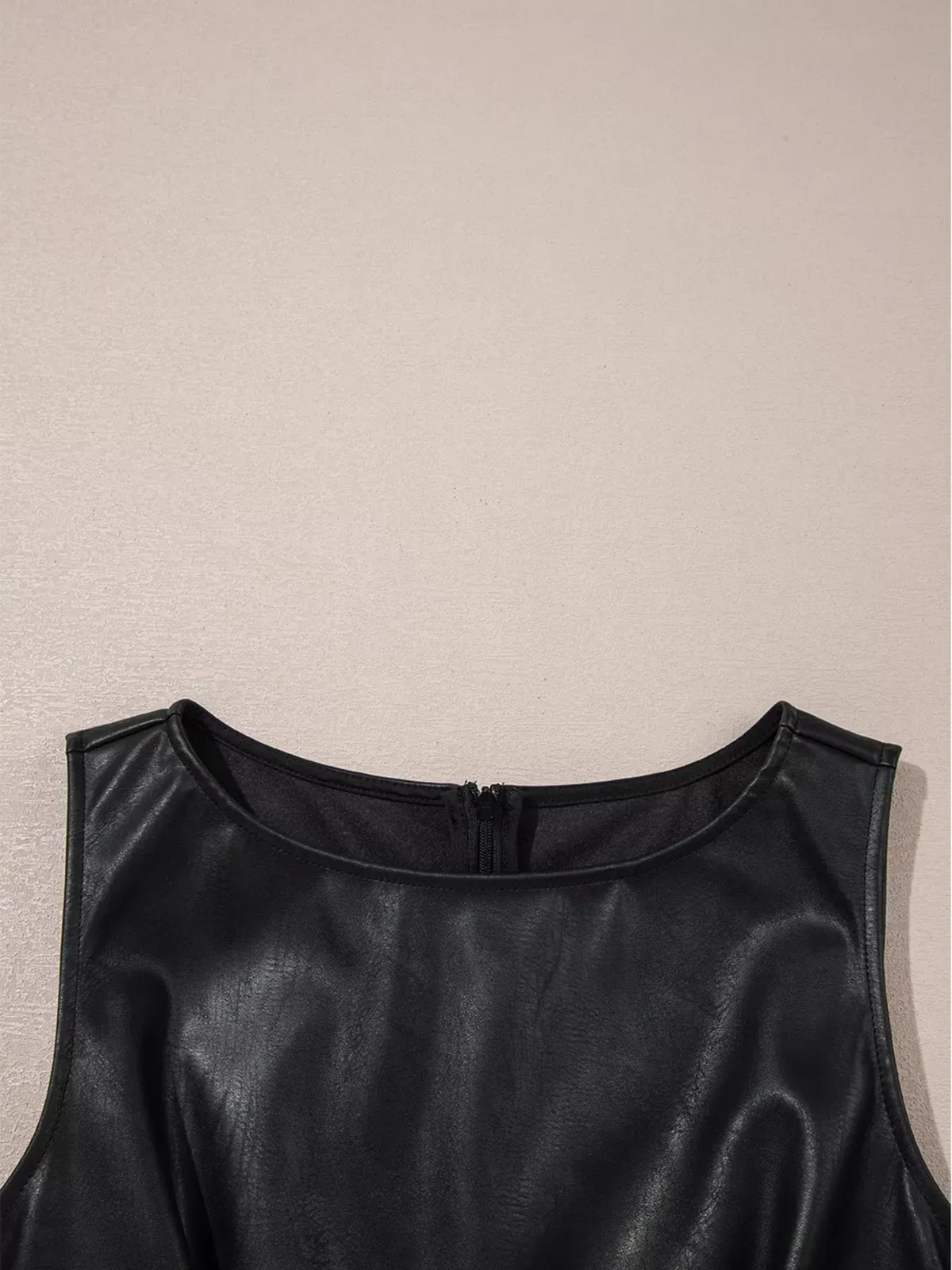 Trendsi Vegan Leather Sleeveless Mini Dress Vegan Leather Sleeveless Mini Dress Apparel & Accessories > Clothing > Dresses