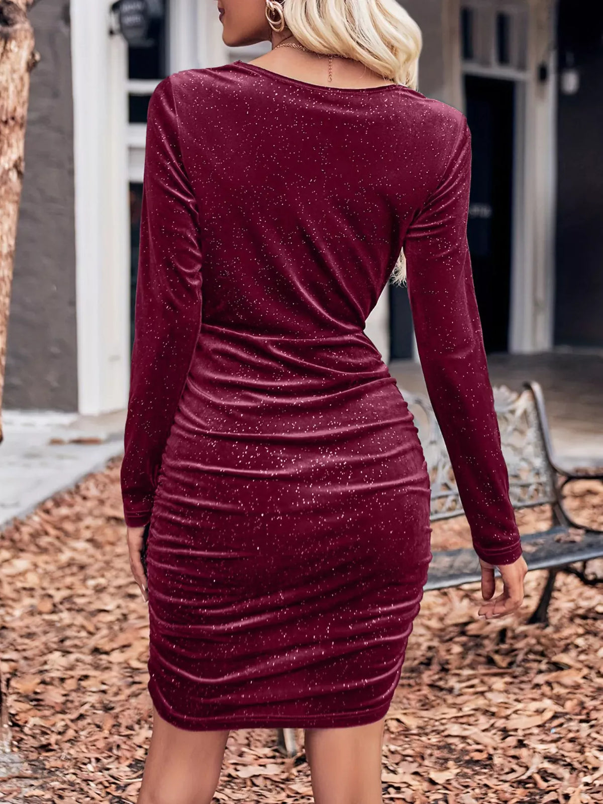 Trendsi Velvet Cowl Neck Ruched Bodycon Dress Velvet Cowl Neck Ruched Bodycon Dress Apparel & Accessories > Clothing > Dresses