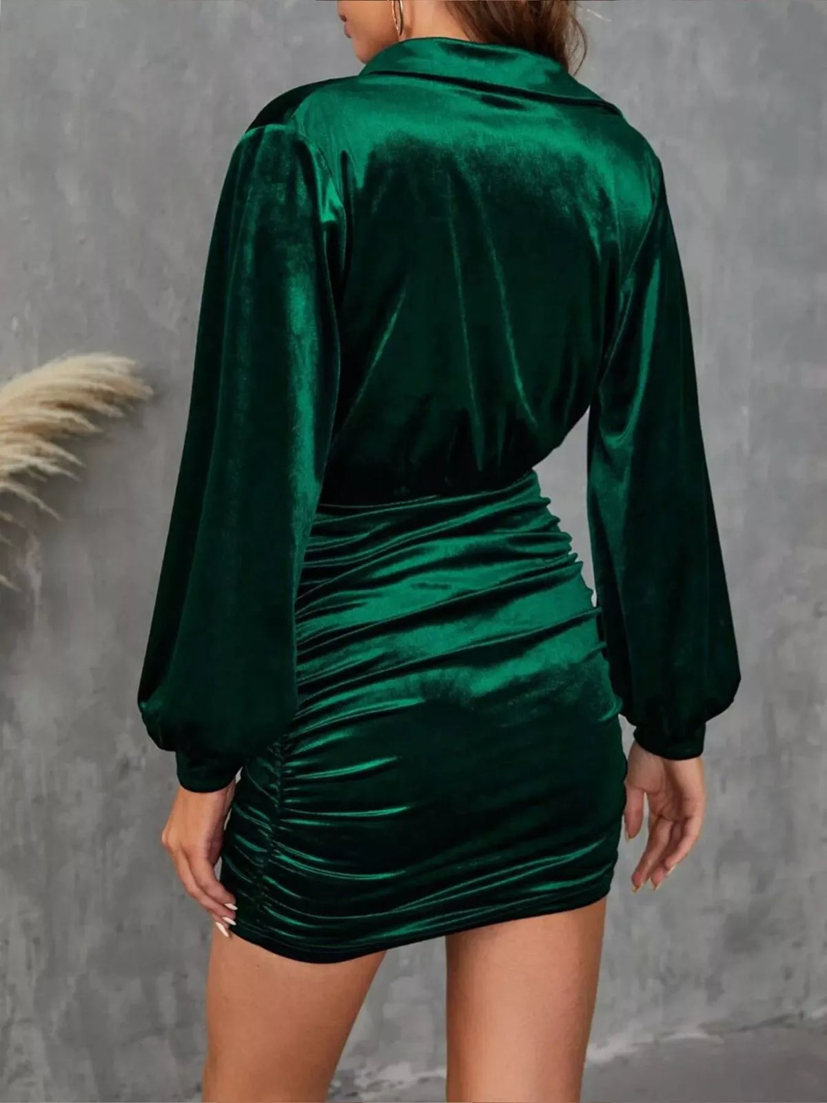 Trendsi Velvet Cowl Neck Ruched Mini Dress Velvet Cowl Neck Ruched Mini Dress Apparel & Accessories > Clothing > Dresses