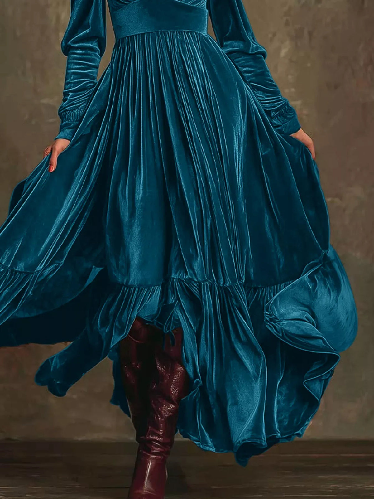 Trendsi Velvet Deep V-Neck Maxi Dress Velvet Deep V-Neck Maxi Dress Apparel & Accessories > Clothing > Dresses