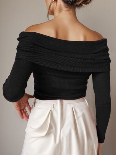 Trendsi Off-Shoulder Long Sleeve Sweater Apparel &amp; Accessories &gt; Clothing &gt; Shirt &amp; Tops