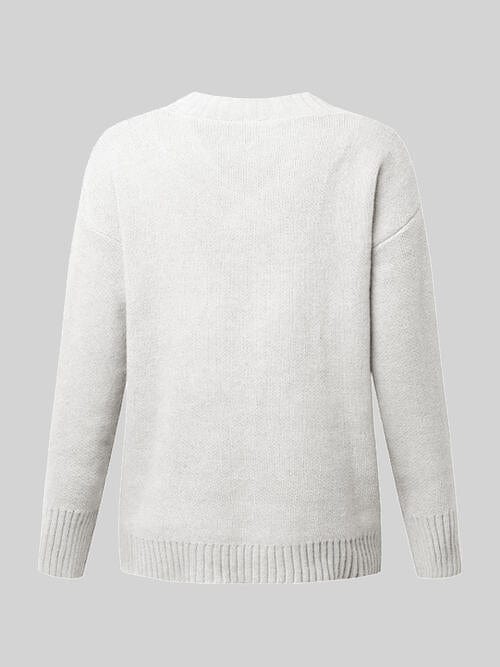 Trendsi V-Neck Long Sleeve Knit Top Apparel &amp; Accessories &gt; Clothing &gt; Shirt &amp; Tops