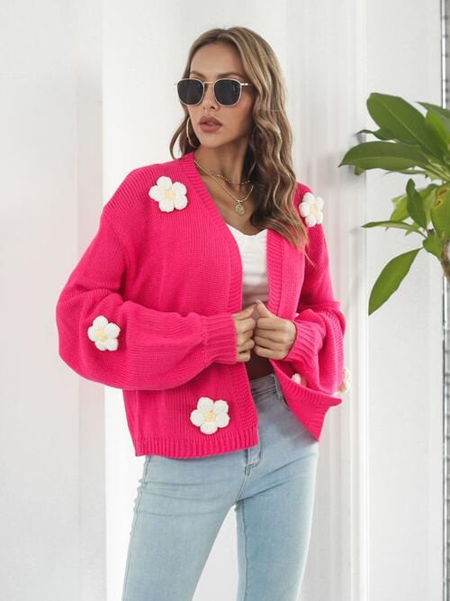 Trendsi Floral Open Front Long Sleeve Cardigan Apparel &amp; Accessories &gt; Clothing &gt; Sleepwear &amp; Loungewear &gt; Robes