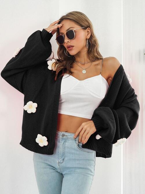 Trendsi Floral Open Front Long Sleeve Cardigan Apparel &amp; Accessories &gt; Clothing &gt; Sleepwear &amp; Loungewear &gt; Robes
