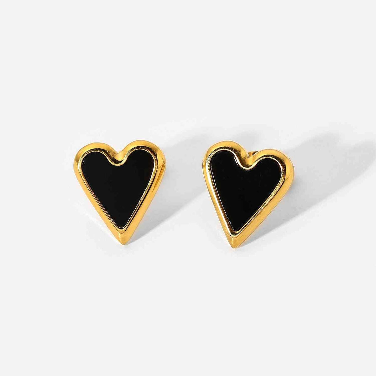 Trendsi Gold/Black / One Size Heart Stainless Steel Stud Earrings 101300003493827 Apparel &amp; Accessories &gt; Clothing &gt; Sleepwear &amp; Loungewear &gt; Robes