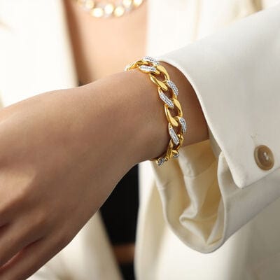 Trendsi Gold / One Size Zircon Titanium Steel Chunky Chain Bracelet 100500326801908 Apparel & Accessories > Clothing > Sleepwear & Loungewear > Robes