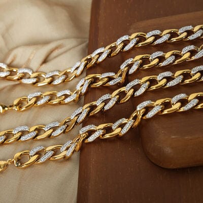 Trendsi Gold / One Size Zircon Titanium Steel Chunky Chain Bracelet 100500326801908 Apparel &amp; Accessories &gt; Clothing &gt; Sleepwear &amp; Loungewear &gt; Robes