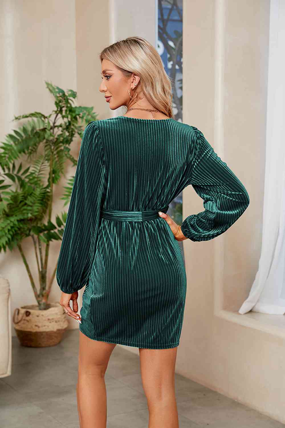 Trendsi Ribbed Tie Front Mini Dress Apparel &amp; Accessories &gt; Clothing &gt; Sleepwear &amp; Loungewear &gt; Robes