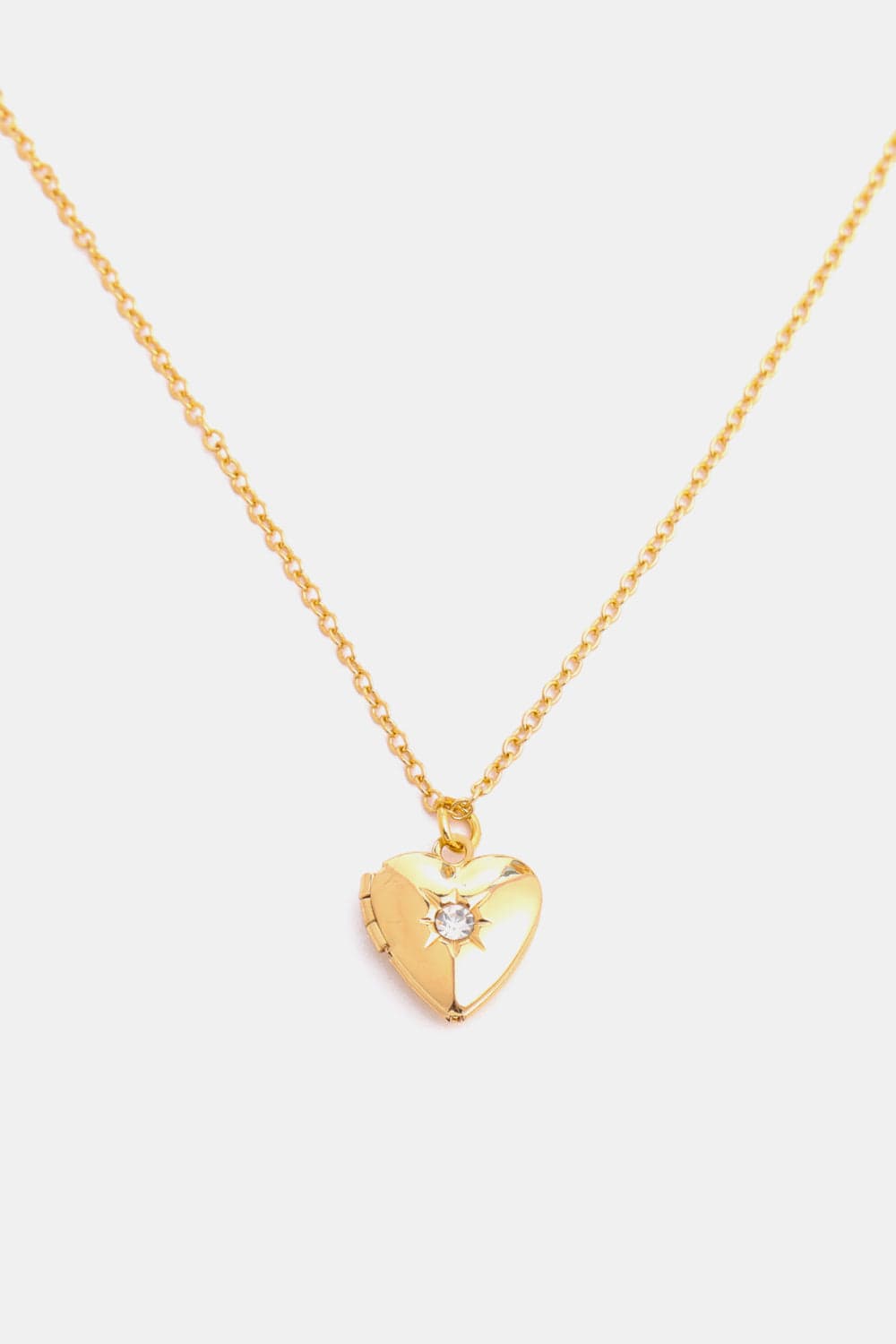 Trendsi April / One Size Zircon Heart Shape 14K Gold-Plated Pendant Necklace 101300894369801 Zircon Heart Shape 14K Gold-Plated Pendant Necklace