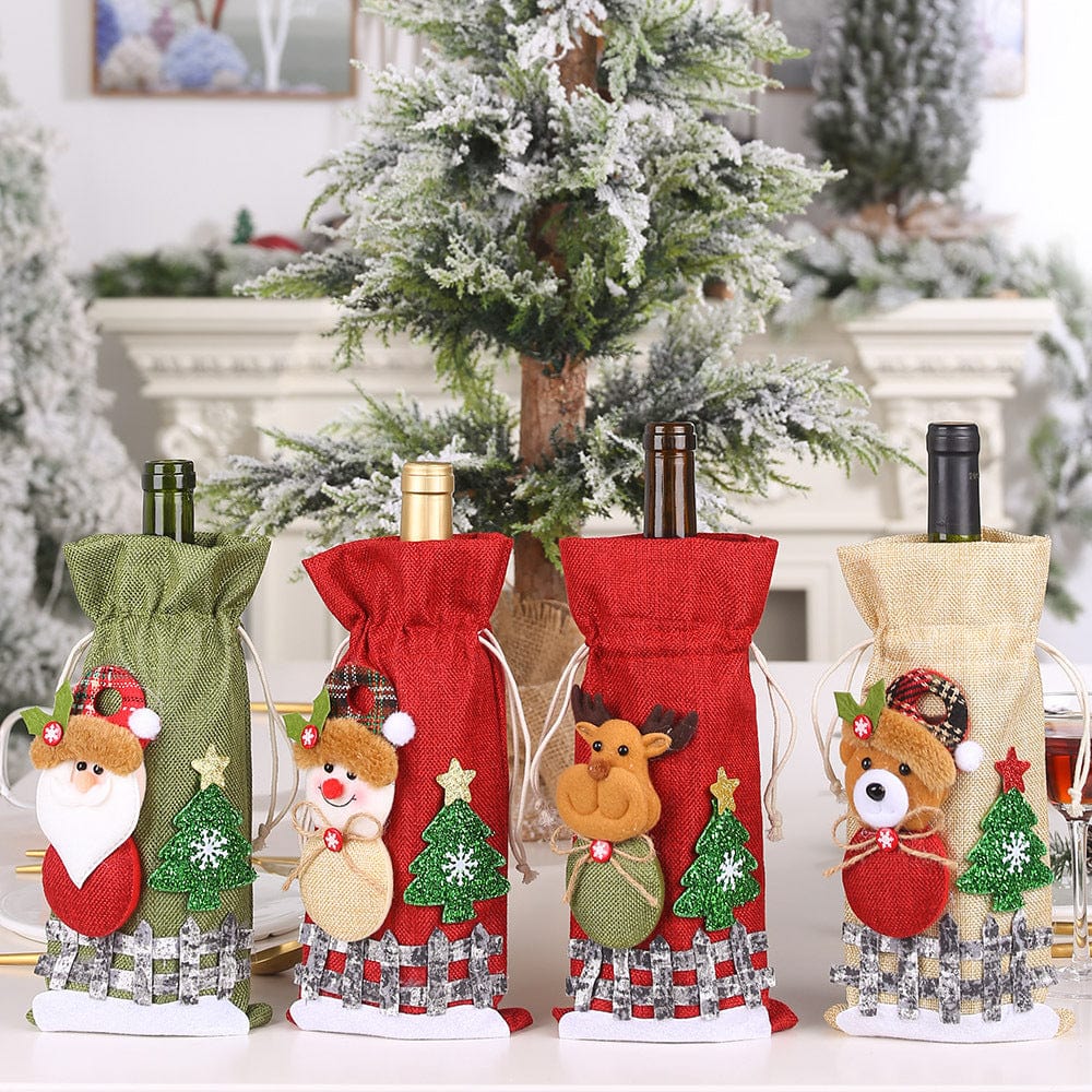 Trendsi Assorted 2-Piece Christmas Doll Wine Bottle Covers Assorted 2-Piece Christmas Doll Wine Bottle Covers