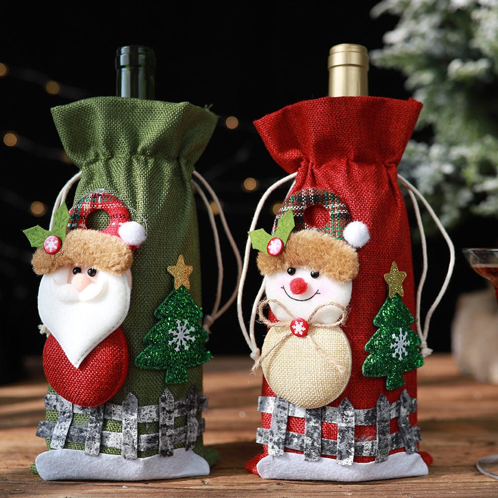 Trendsi Assorted 2-Piece Christmas Doll Wine Bottle Covers Assorted 2-Piece Christmas Doll Wine Bottle Covers