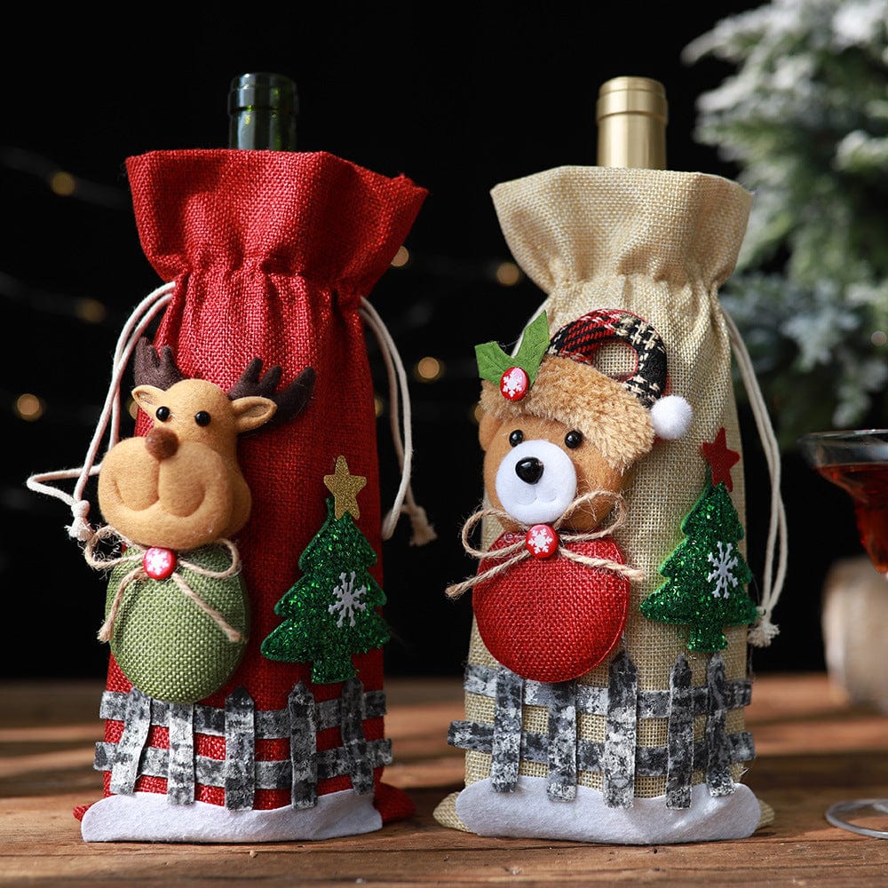 Trendsi Assorted 2-Piece Christmas Doll Wine Bottle Covers Assorted 2-Piece Christmas Doll Wine Bottle Covers