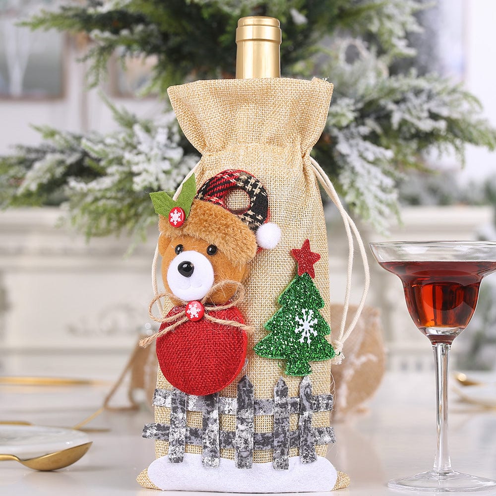 Trendsi Bear / One Size Assorted 2-Piece Christmas Doll Wine Bottle Covers 101400702909469 Assorted 2-Piece Christmas Doll Wine Bottle Covers