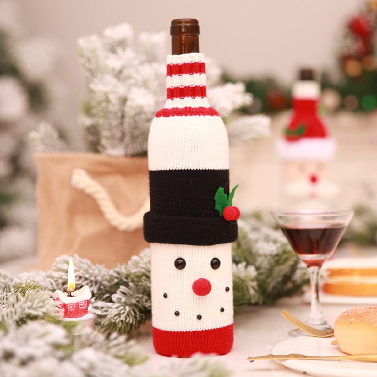 Trendsi Black / One Size Christmas Wine Bottle Cover 101400713605541 Christmas Wine Bottle Cover