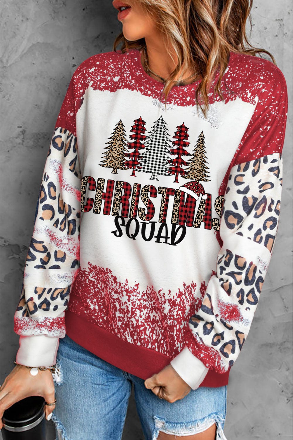 Trendsi Brick Red / S Christmas Tree Graphic Sweatshirt 100101864461575 Christmas Tree Graphic Sweatshirt