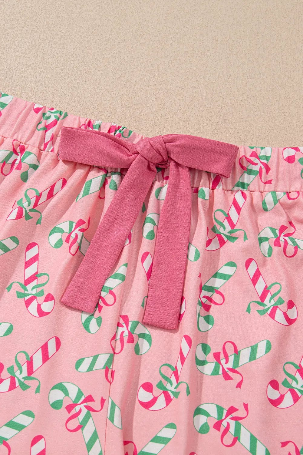 Trendsi Candy Cane Collared Neck Top and Shorts Lounge Set Candy Cane Collared Neck Top and Shorts Lounge Set