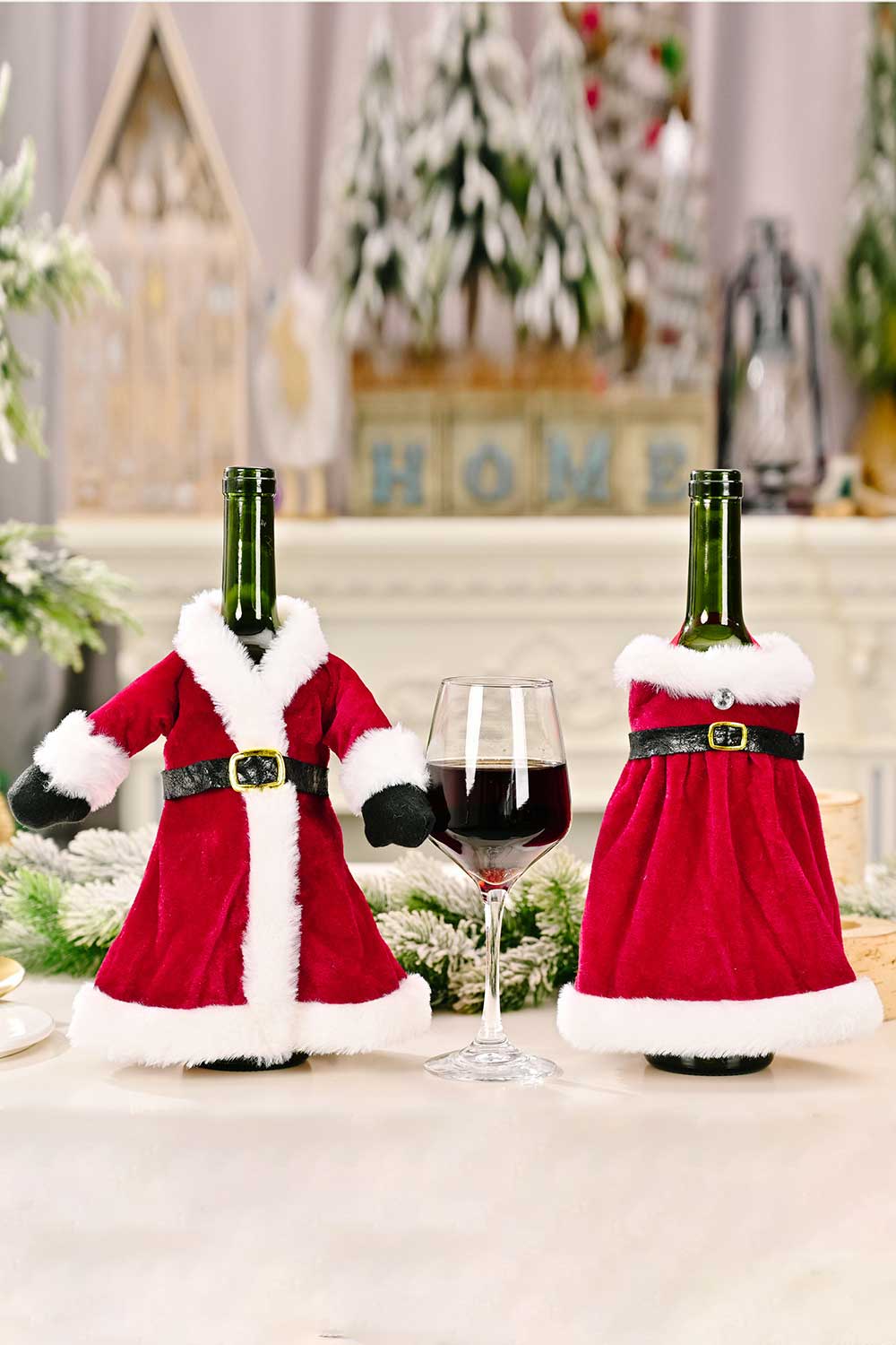 Trendsi Christmas Dress / One Size/2 Pack 2-Pack Christmas Dress Wine Bottle Covers 101400875012131 2-Pack Christmas Dress Wine Bottle Covers