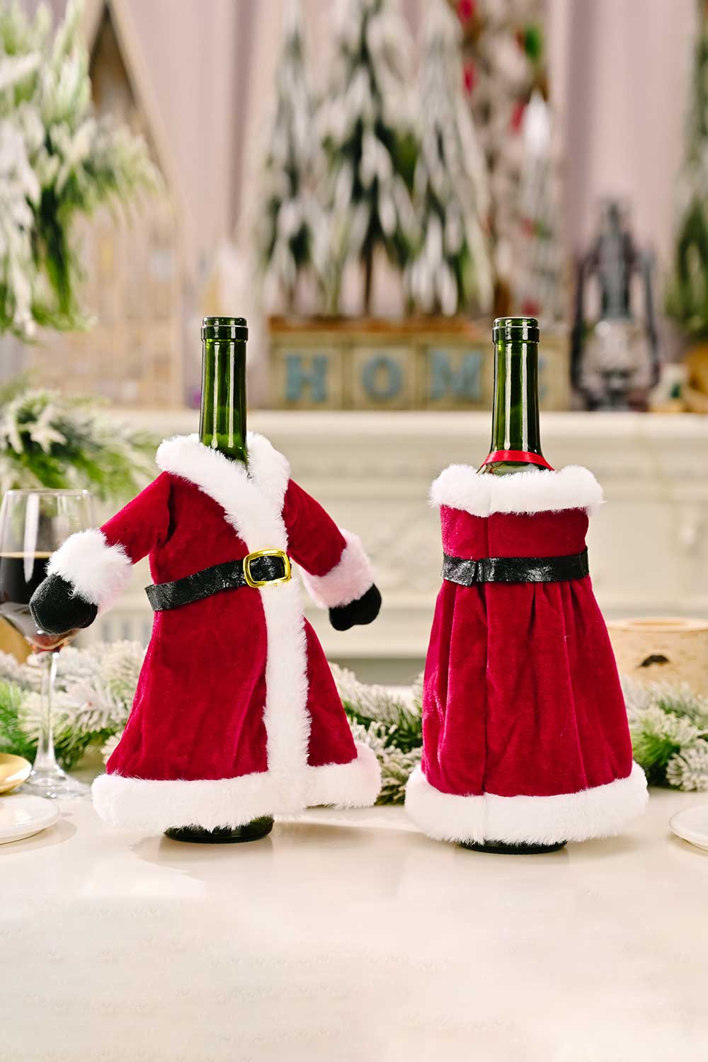 Trendsi Christmas Dress / One Size/2 Pack 2-Pack Christmas Dress Wine Bottle Covers 101400875012131 2-Pack Christmas Dress Wine Bottle Covers