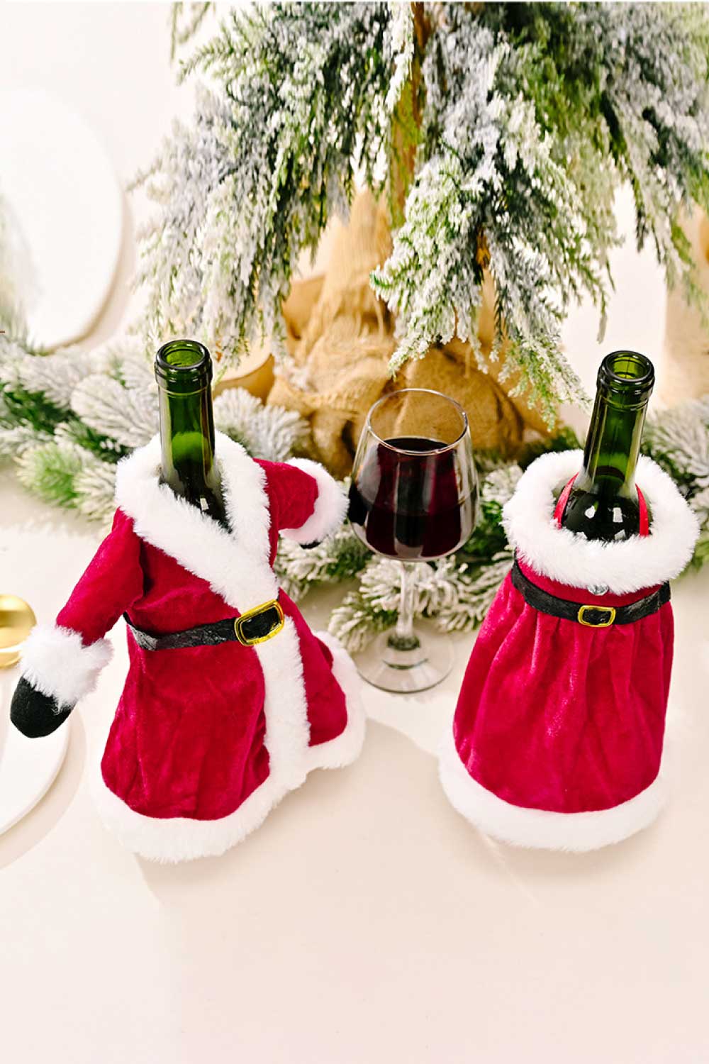 Trendsi Christmas Dress / One Size/2 Pack 2-Pack Christmas Dress Wine Bottle Covers 101400875012131 2-Pack Christmas Dress Wine Bottle Covers