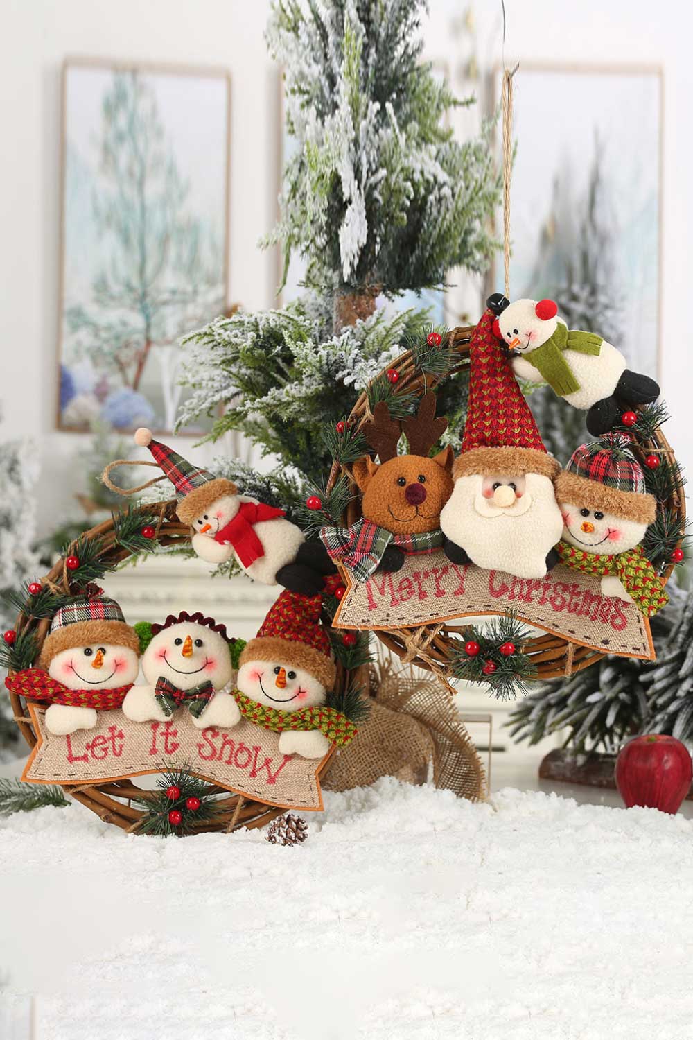 Trendsi Christmas Element Rattan Wreath Ornaments Christmas Element Rattan Wreath Ornaments