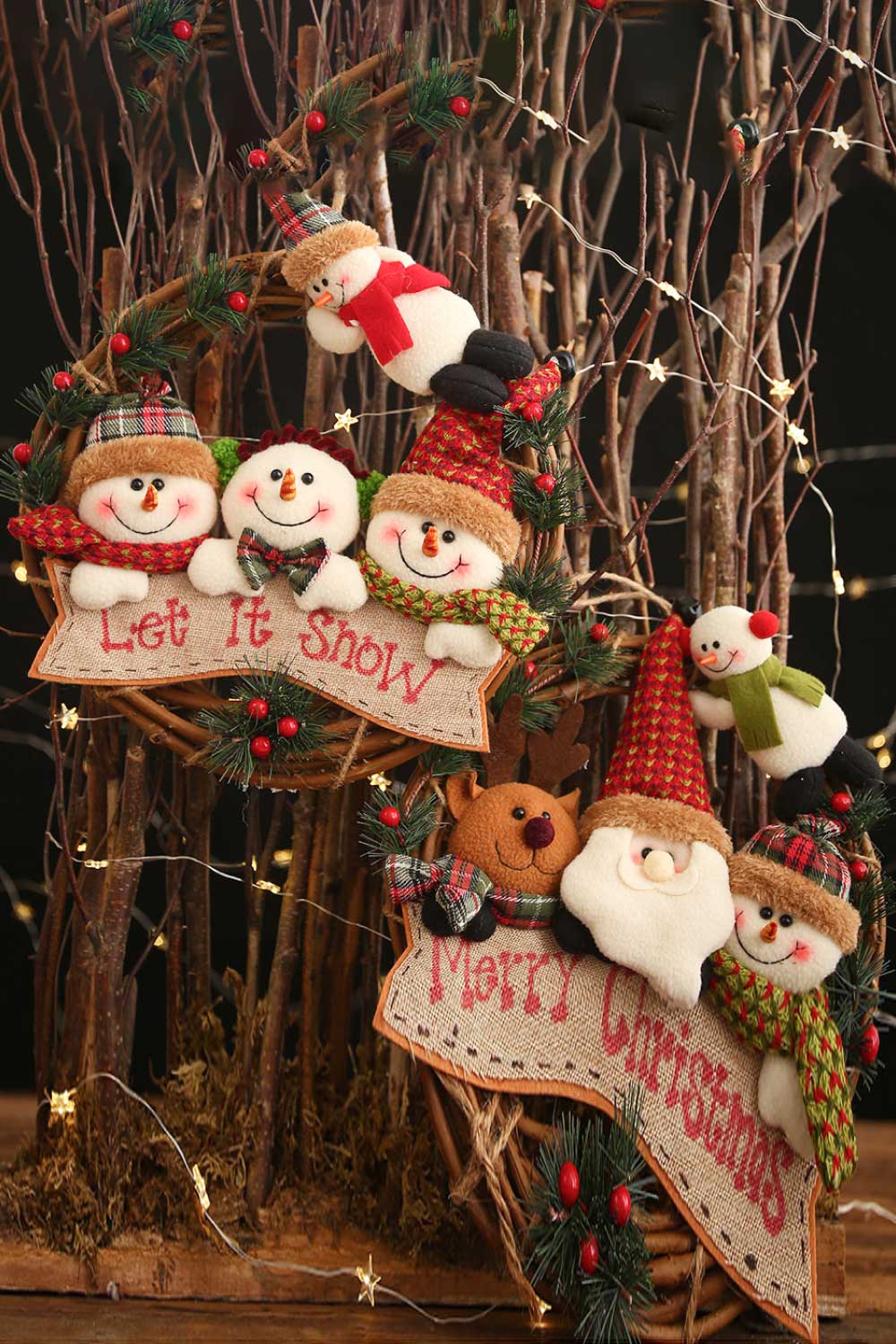 Trendsi Christmas Element Rattan Wreath Ornaments Christmas Element Rattan Wreath Ornaments