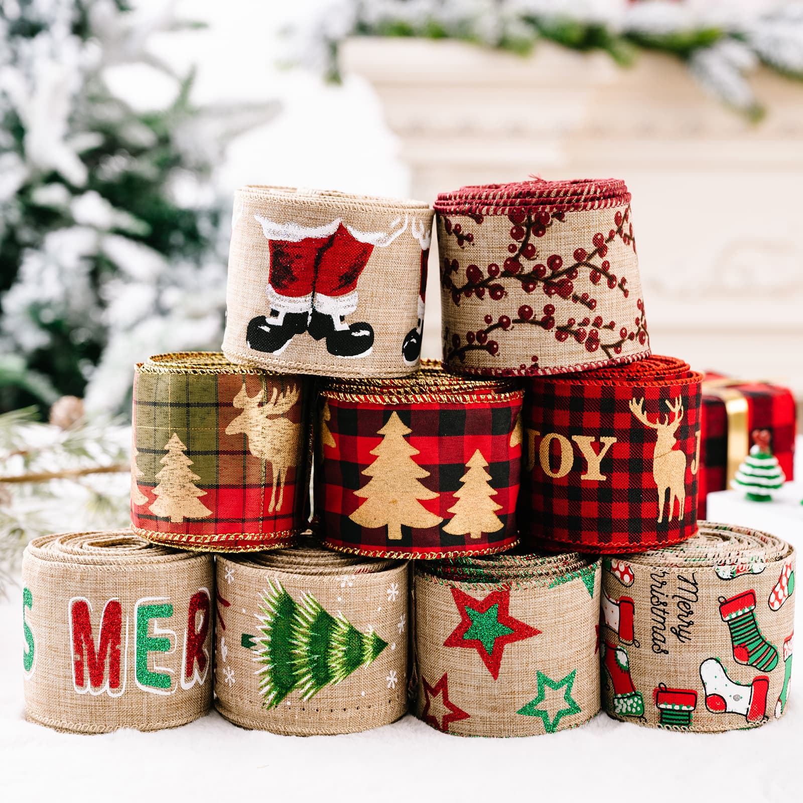 Trendsi Christmas Polyester Ribbon Christmas Polyester Ribbon