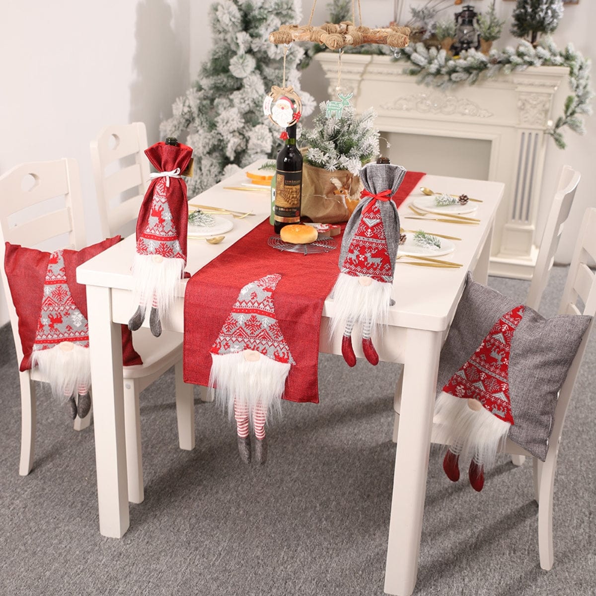 Trendsi Deep Red / One Size Christmas Element Table Runner 101400076874657 Christmas Element Table Runner